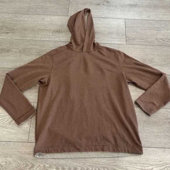 Johnston & Murphy Hoodie Reversible Pullover Brown Oatmeal Mens Large Casual - Picture 1 of 8